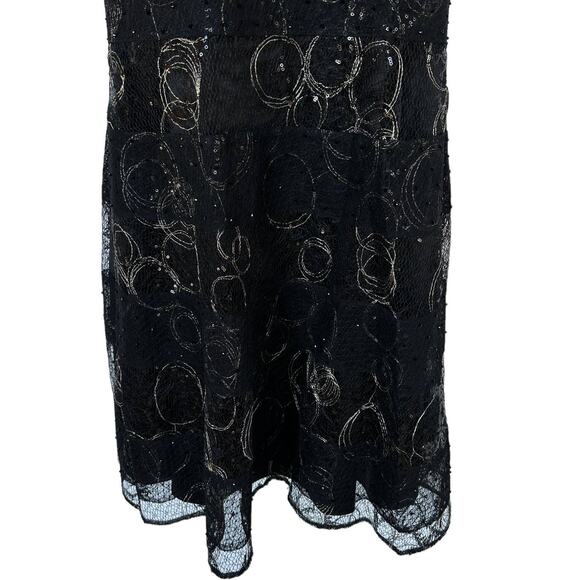 Vintage Kay Unger Sleeveless Dress Black Gold Lace Women's Plus Size 14 - Picture 5 of 10
